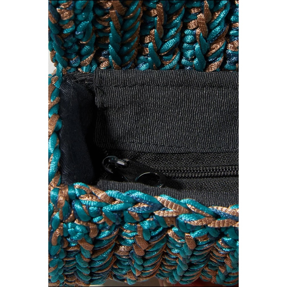 Anthropologie Catarina Mina Woven Envelope Crossbody Bag - Turquoise NWT - Picture 3 of 7